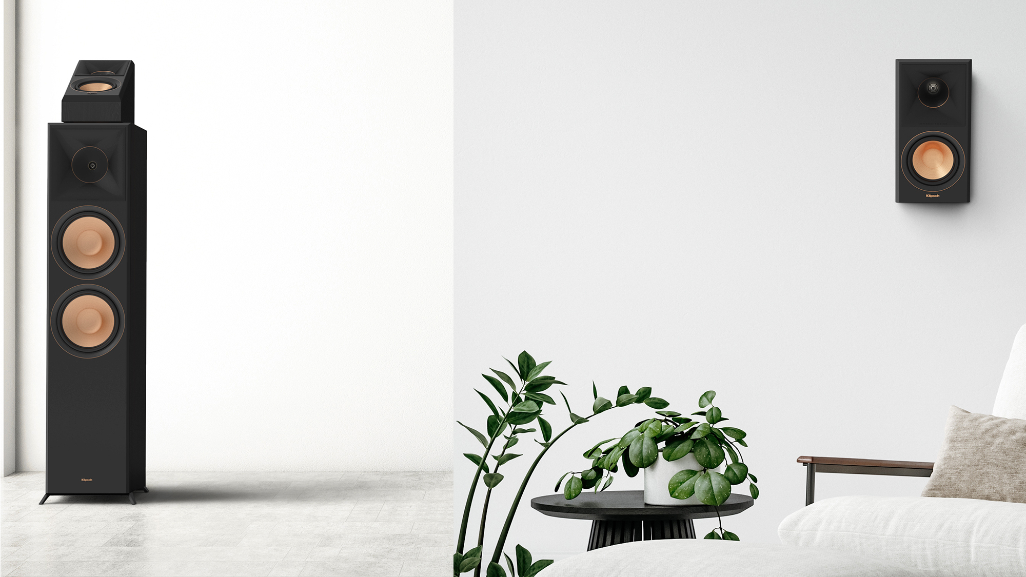 Reference Premiere 2 speakers against a white wall